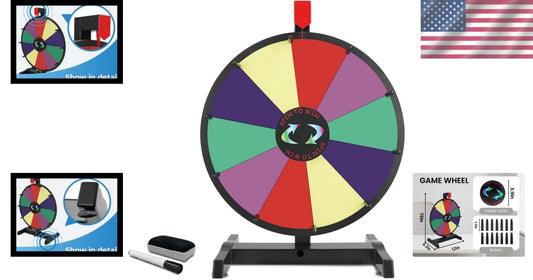 Vibrant 15" Tabletop Prize Wheel with Slip-Resistant Base & Erasable Surface