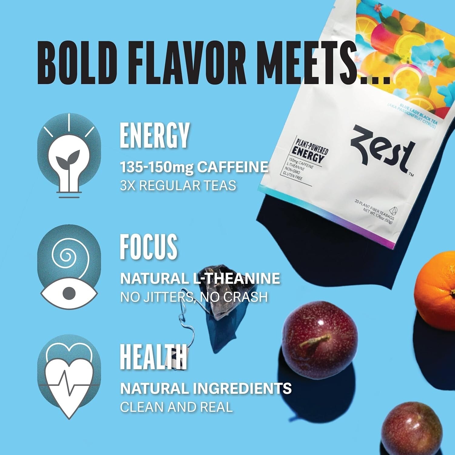 High Caffeine Energy Tea Sampler - Keto-Friendly 80 Bags of Black & Green Tea