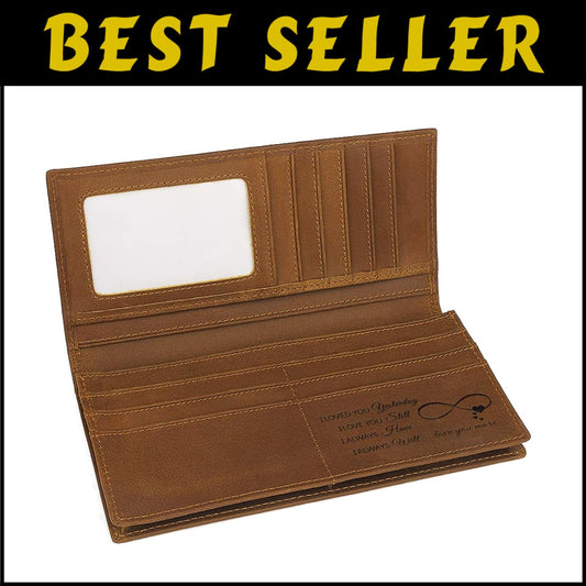 Luxury Engraved Long Wallet for Men - Personalized Gifts for Fathers and Sons