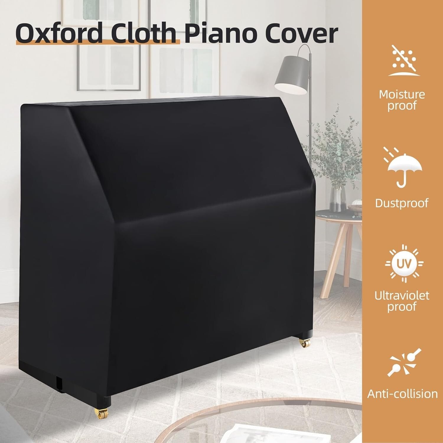 Portable Piano Dust Cover - Soft Velvet with Non-Scratch Surface & Elastic Fit