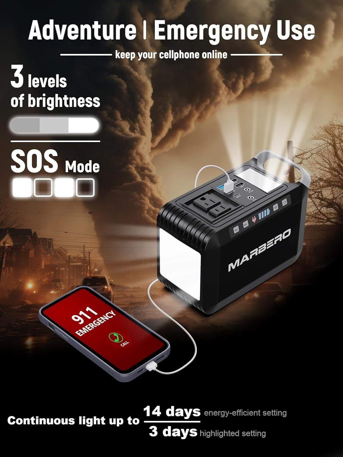 Lightweight 237Wh Mini Generator with LED Light - Perfect for Outdoor Adventures