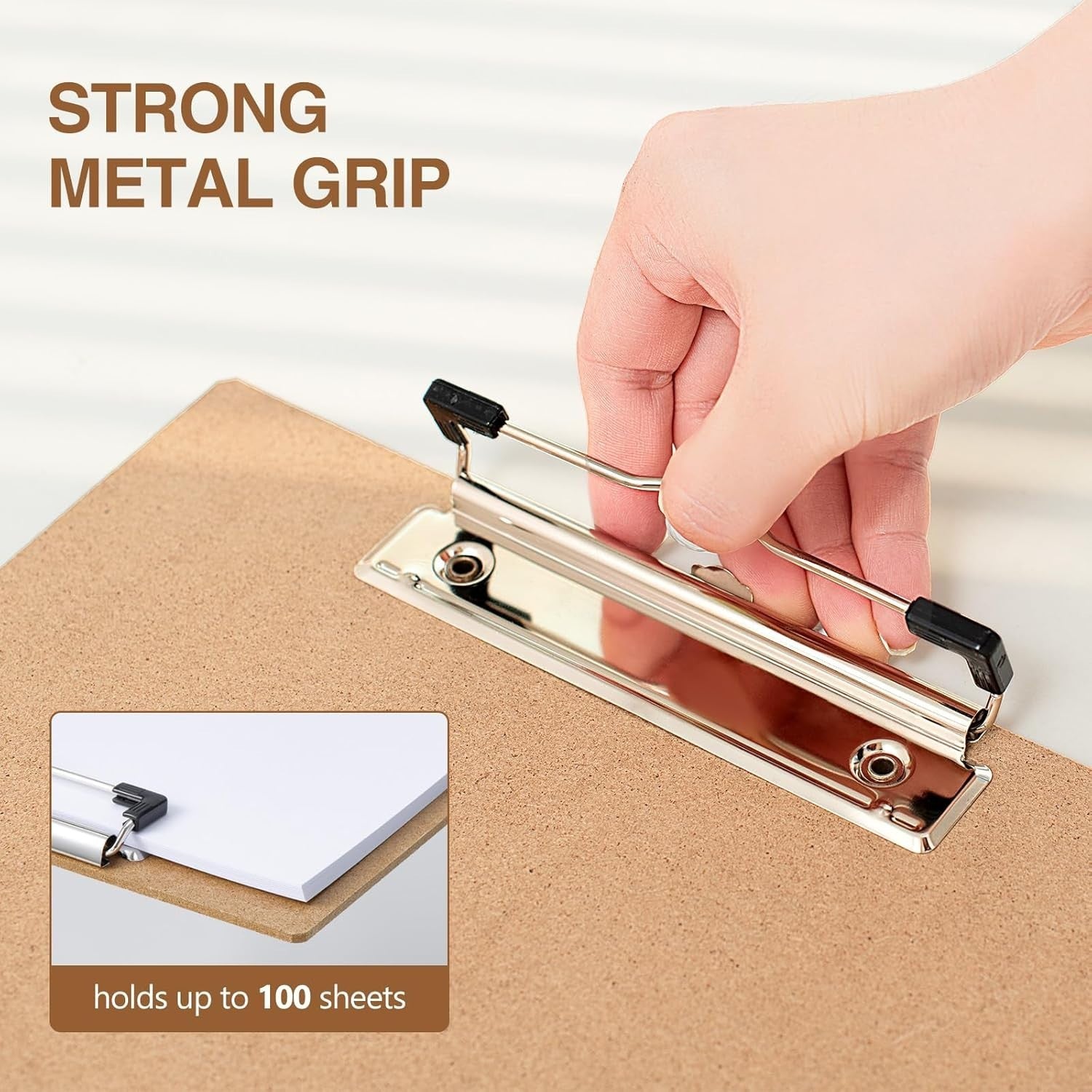 8.5 x 11 Wooden Clipboards with Low Profile Clip - Perfect for Work & Classrooms