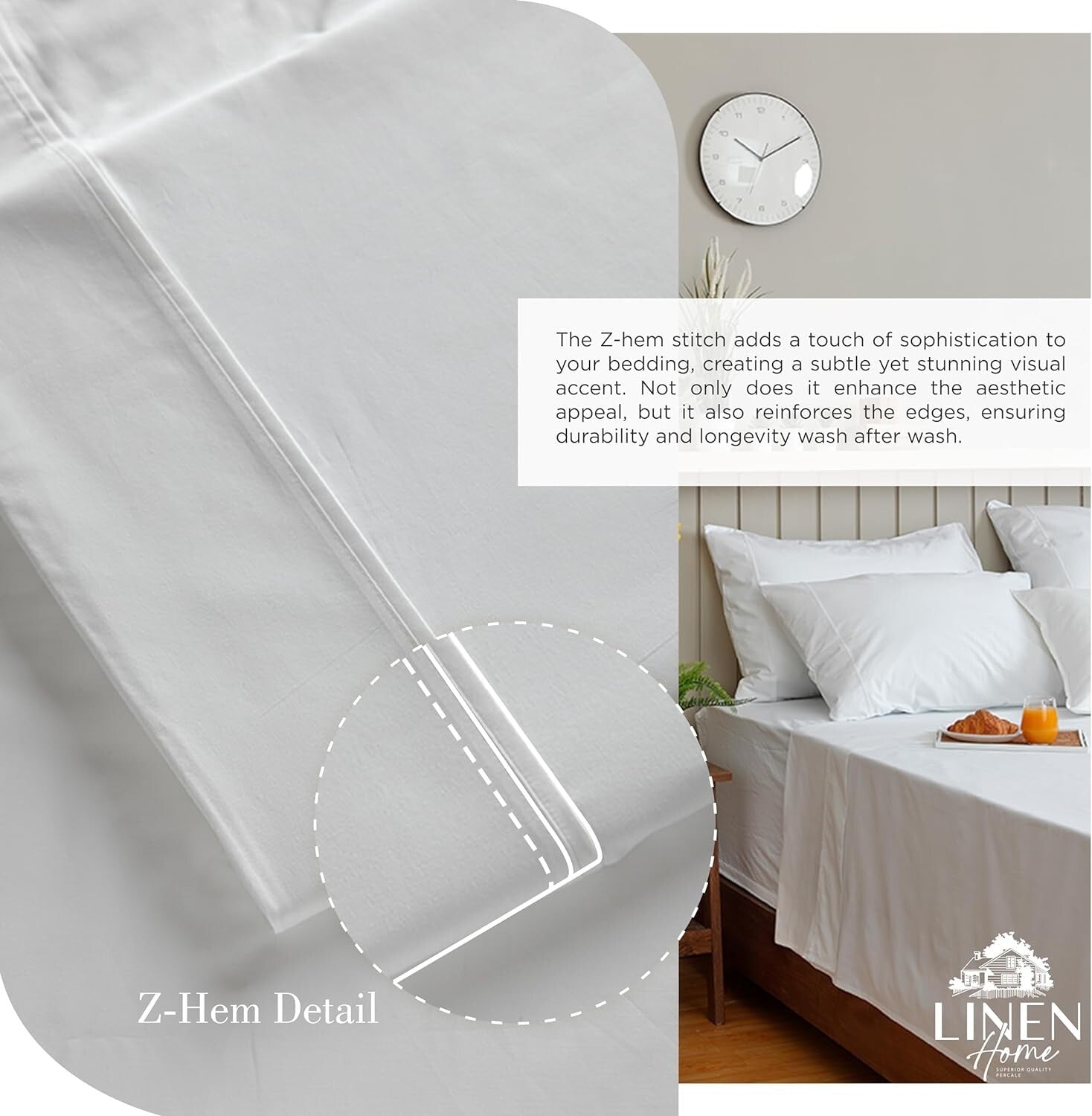Crisp and Cool Full Size 100% Cotton Percale Sheets, Deep Pocket - 4 Piece Set