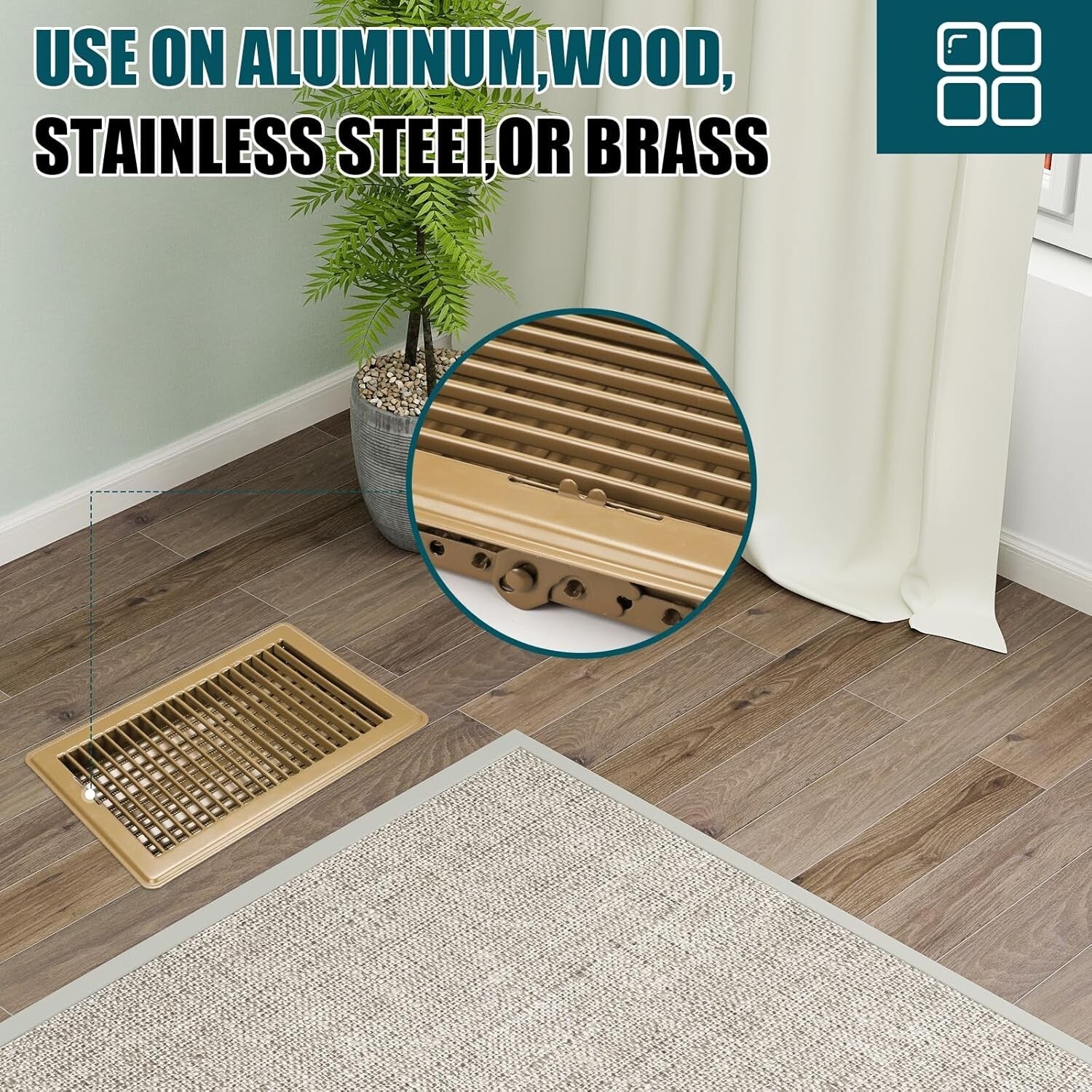 Classic Brown Floor Register 6x10 - Durable Adjustable Grille for Home & Office