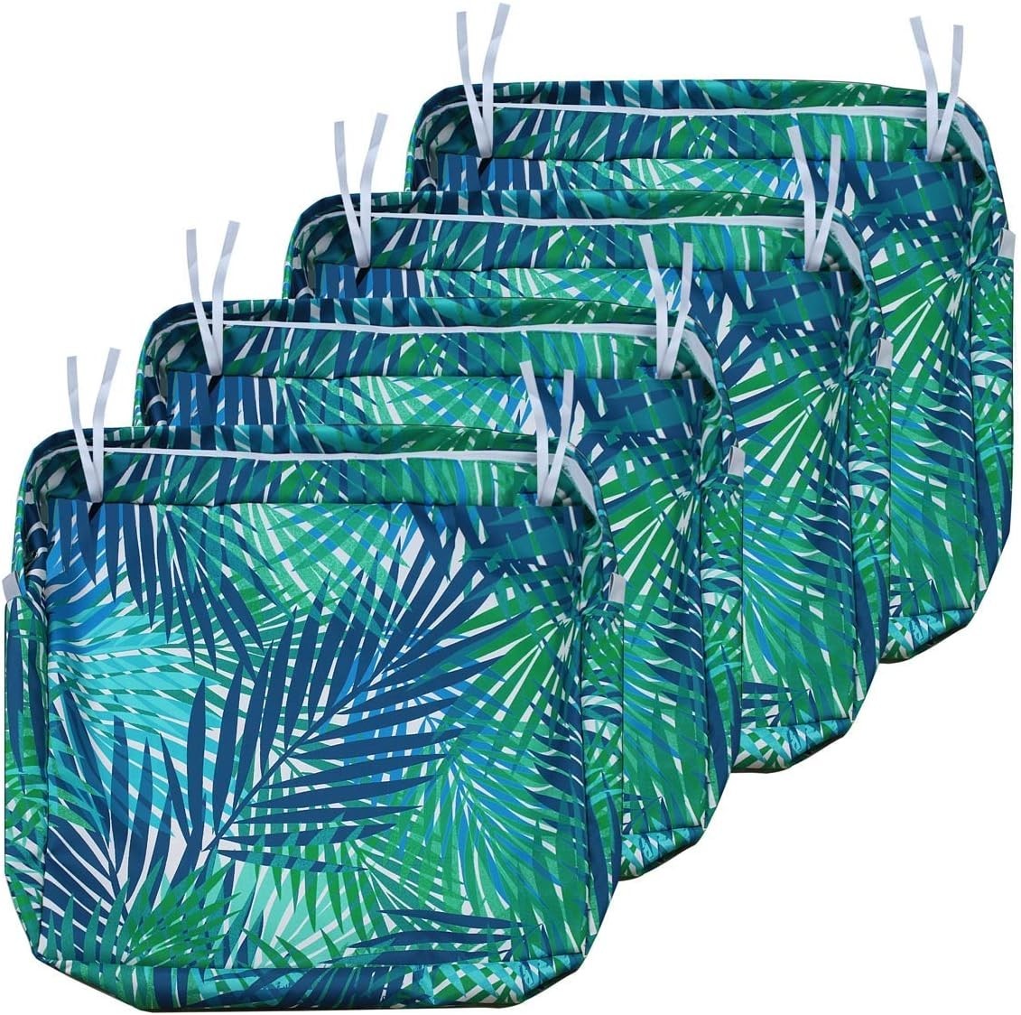 Waterproof Tropical Leaf Cushion Slipcovers Set of 4 - Outdoor Chair Protection