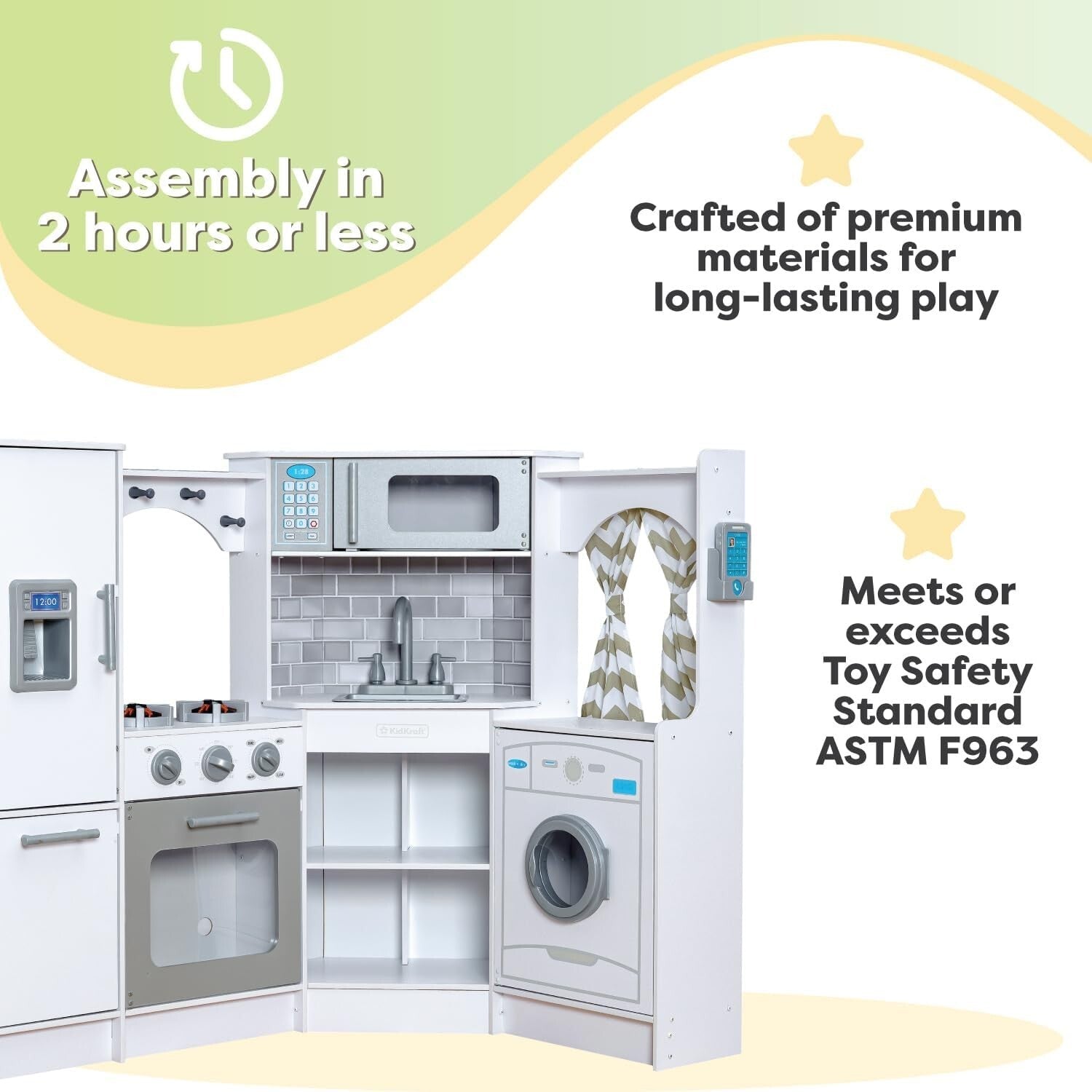 Deluxe Wooden Play Kitchen Set with Lights & Sounds - Perfect for Small Spaces