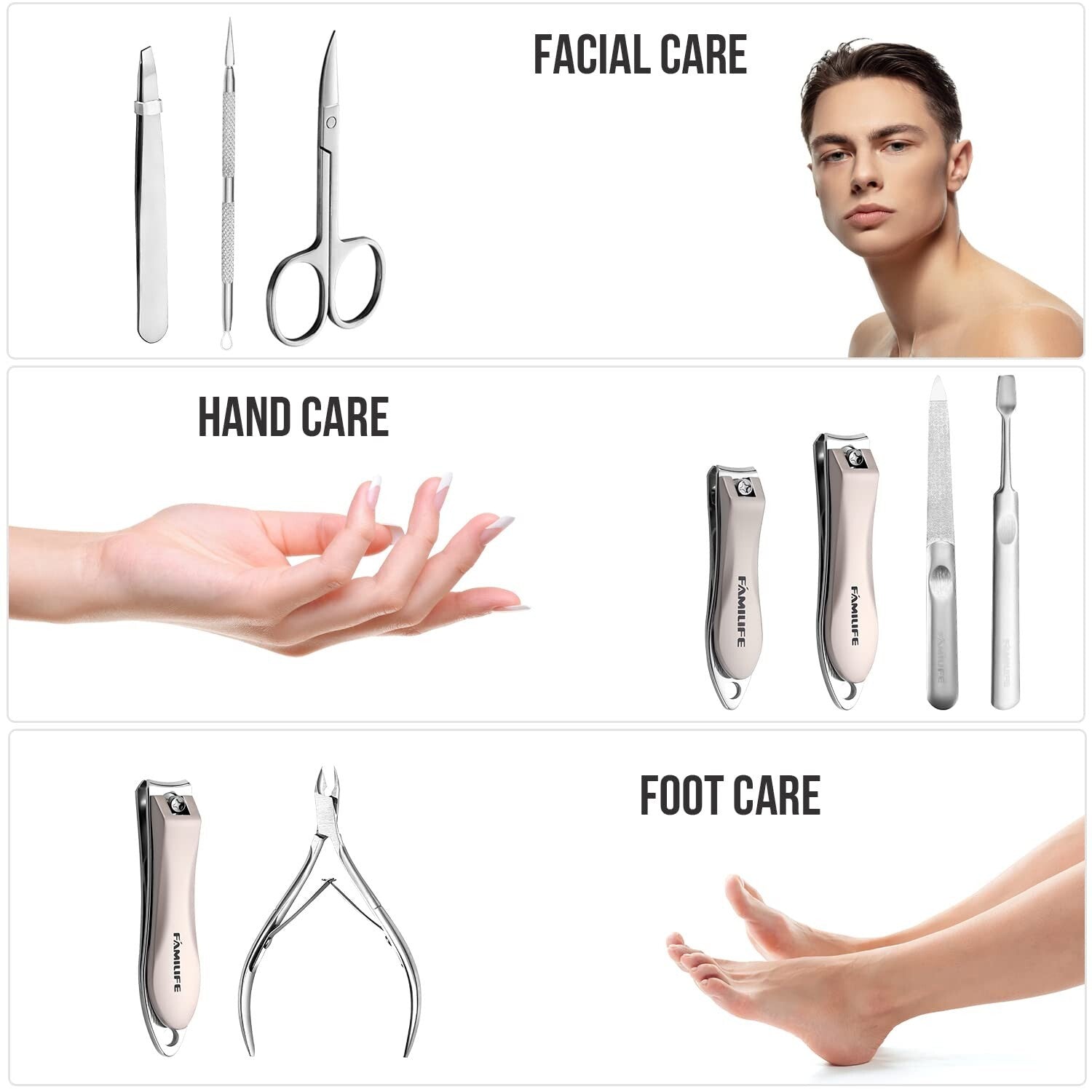 Ergonomic 8-Piece Manicure Kit for Men with Travel Case - Ultimate Grooming Gift