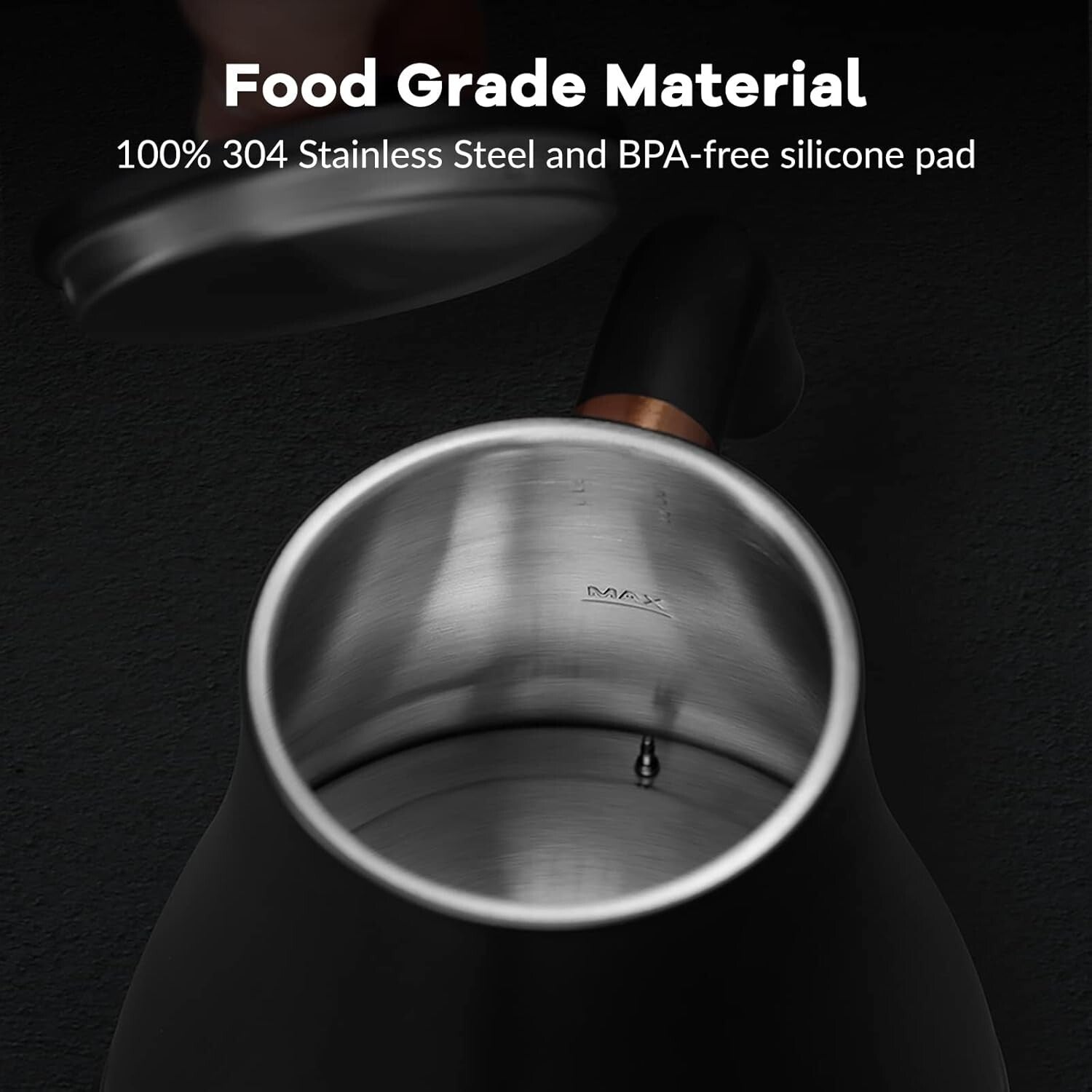 Elegant Black Electric Kettle with LCD Display and Automatic Shut-Off Feature