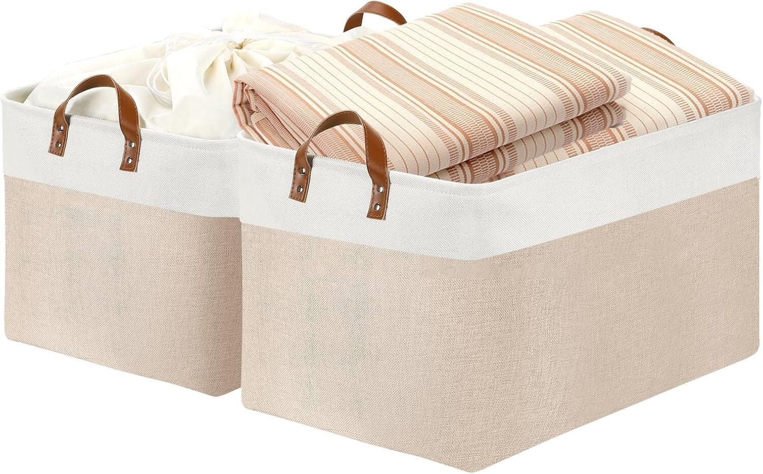 Extra Large Fabric Storage Baskets - 22" x 15" x 13" - Stylish Organization