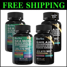 Load image into Gallery viewer, Holistic Vitality Set: Sea Moss &amp; Shilajit – 2 Bottles Packed with Nourishment