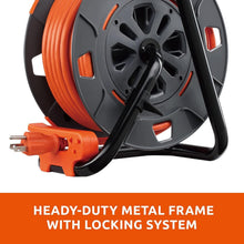 Load image into Gallery viewer, Heavy Duty 60 ft Extension Cord Reel with 4 Outlets &amp; Circuit Breaker Protection