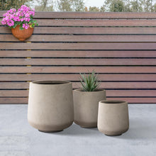 Load image into Gallery viewer, Set of 3 Lightweight Concrete Planters - 15.3" to 8.2" with Rubber Drainage Plug