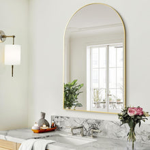 Load image into Gallery viewer, Rustproof 24"x36" Arched Bathroom Mirror with Shatterproof Glass, Gold Frame