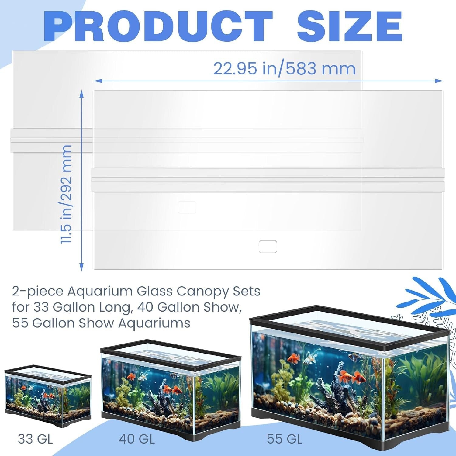Versatile Acrylic Fish Tank Lid with Handles - Easy-Fit 48 x 13 Canopy Set