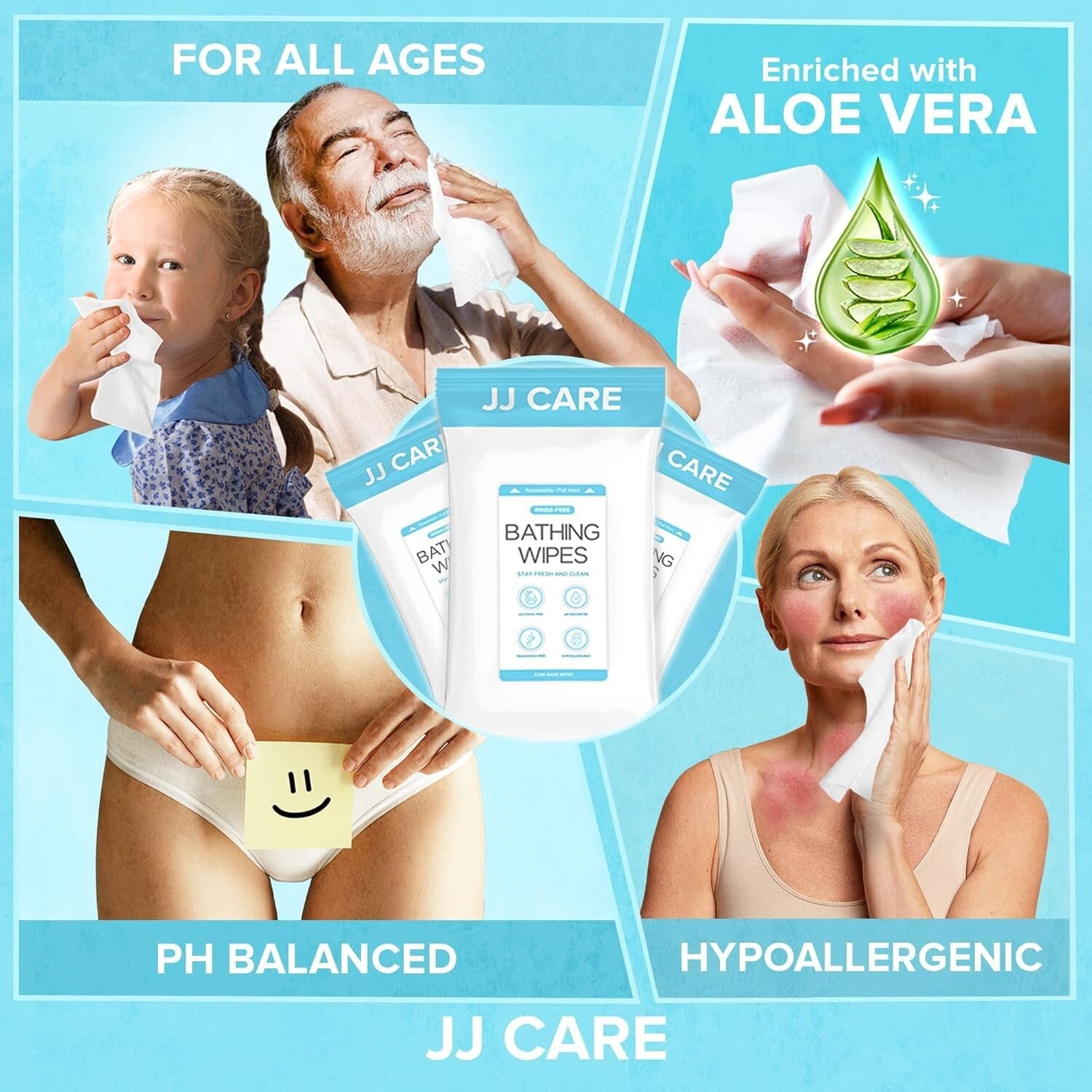 Bulk Pack of 320 No Rinse Body Wipes for Adults - Waterless Cleansing Solution