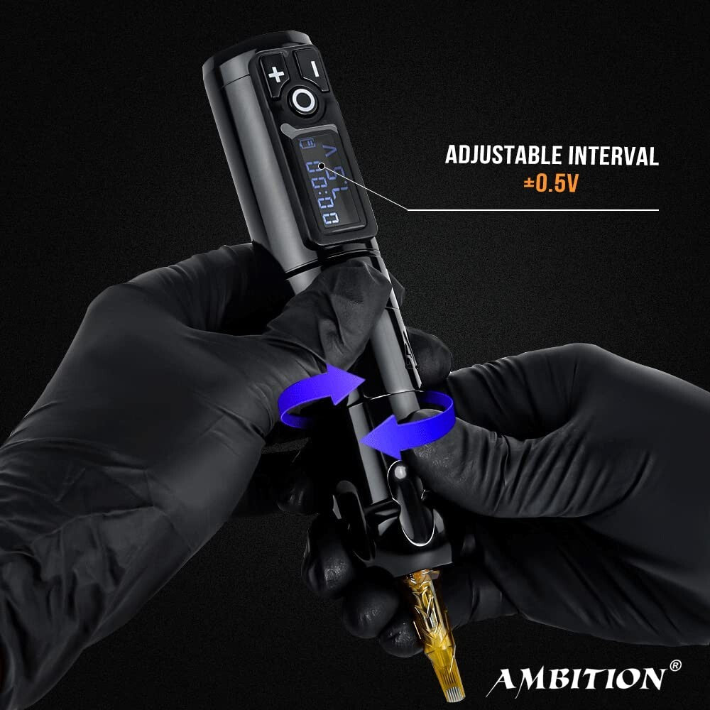 Ergonomic Tattoo Pen Machine - Water-Resistant with RCA Adapter & Charging Cable