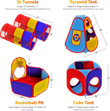 Load image into Gallery viewer, Toddler Fun Time: 5pc Playhouse Set with Ball Pit &amp; Crawling Tunnels for Parties