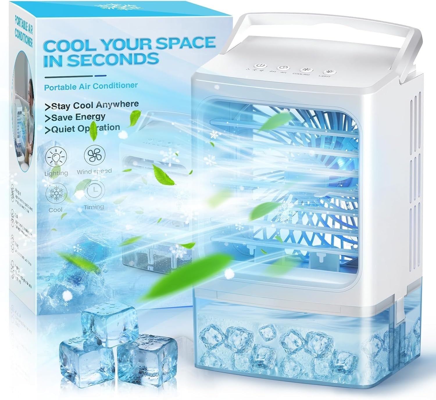 Energy-Efficient Personal Air Conditioner - Portable Design for Camping & Office