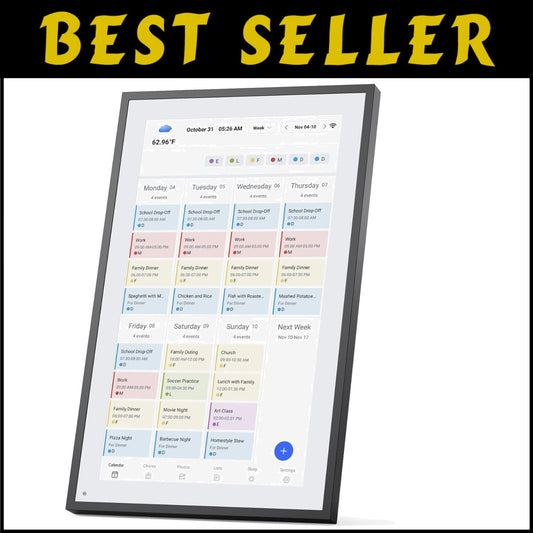 Wall-Mountable 21.5-Inch Digital Calendar & Chore Chart for Family Organization