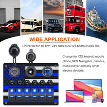 Load image into Gallery viewer, Manual 6 Switch Panel with Cigarette Lighter and Blue Digital Voltmeter Upgrade