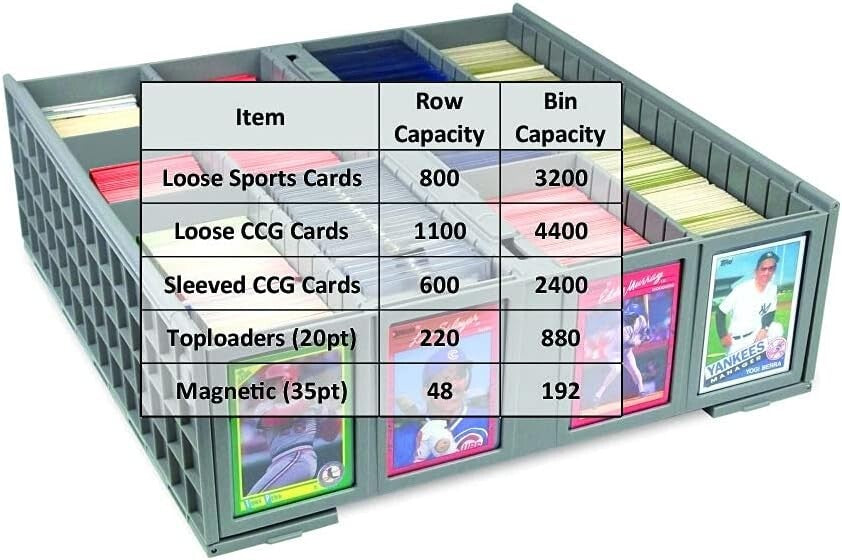 Durable Gray Card Storage Bins for 3200 Cards Each - Perfect for Collectors