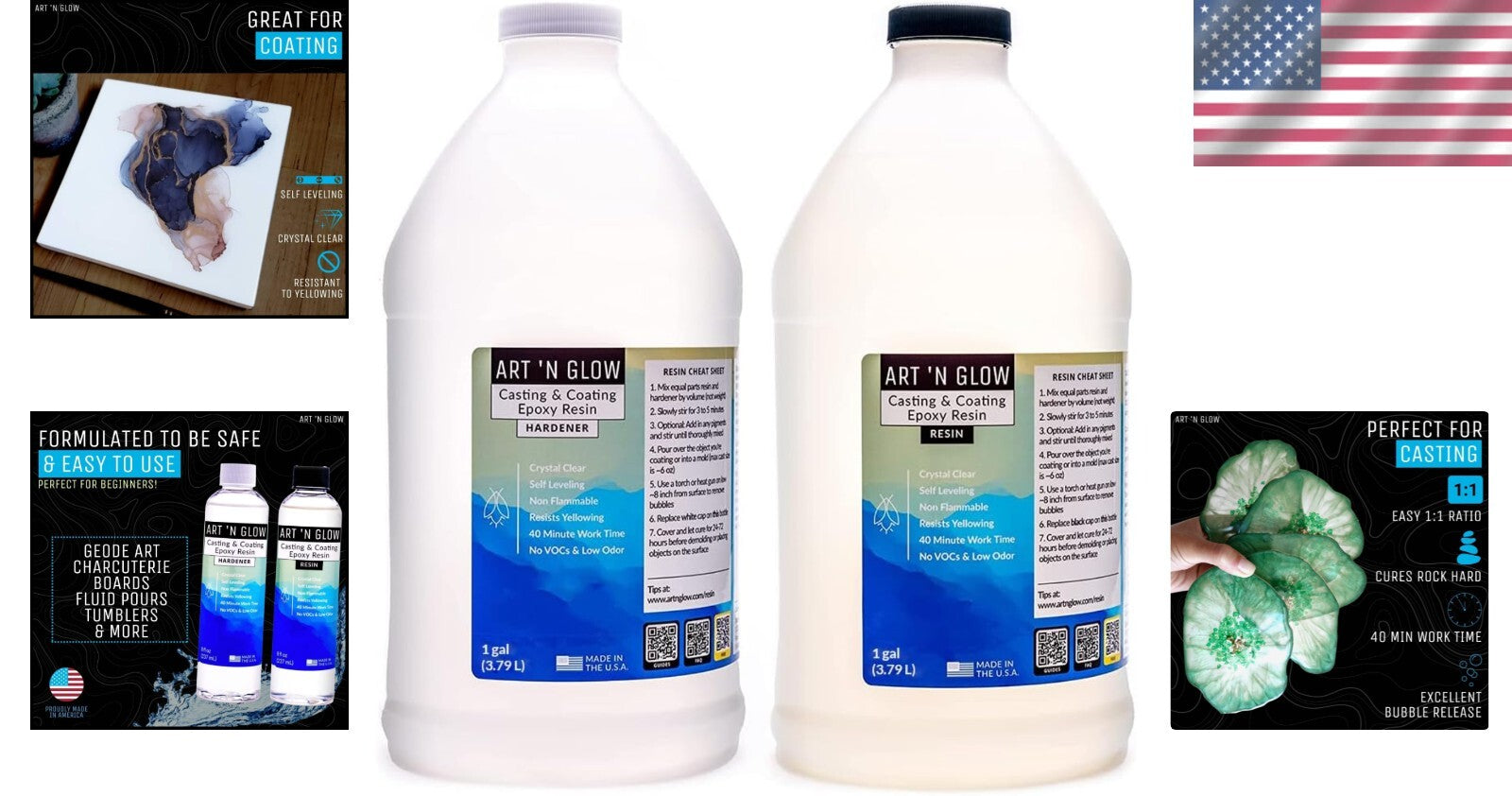 Durable, Food Safe Epoxy Resin 2 Gallon Kit for Stunning Crafts & DIY Projects