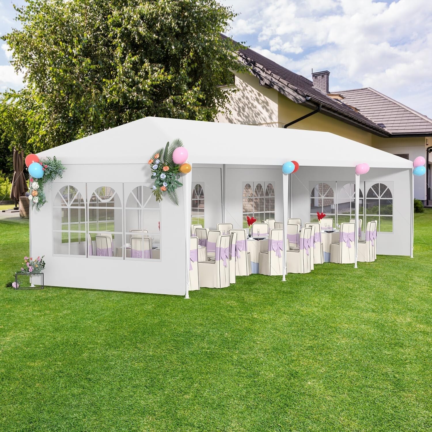 Spacious 10x30ft Outdoor Wedding Tent with 5 Removable Walls - Party Essential