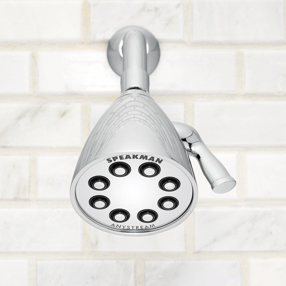 Polished Chrome High Pressure Shower Head with Adjustable Anystream Technology