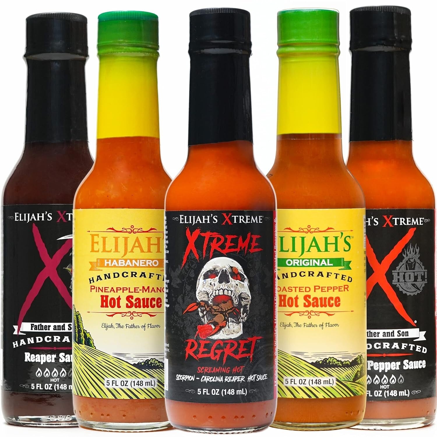 5 Pack Gourmet Hot Sauce Gift Set - Award Winning Variety for Spice Lovers