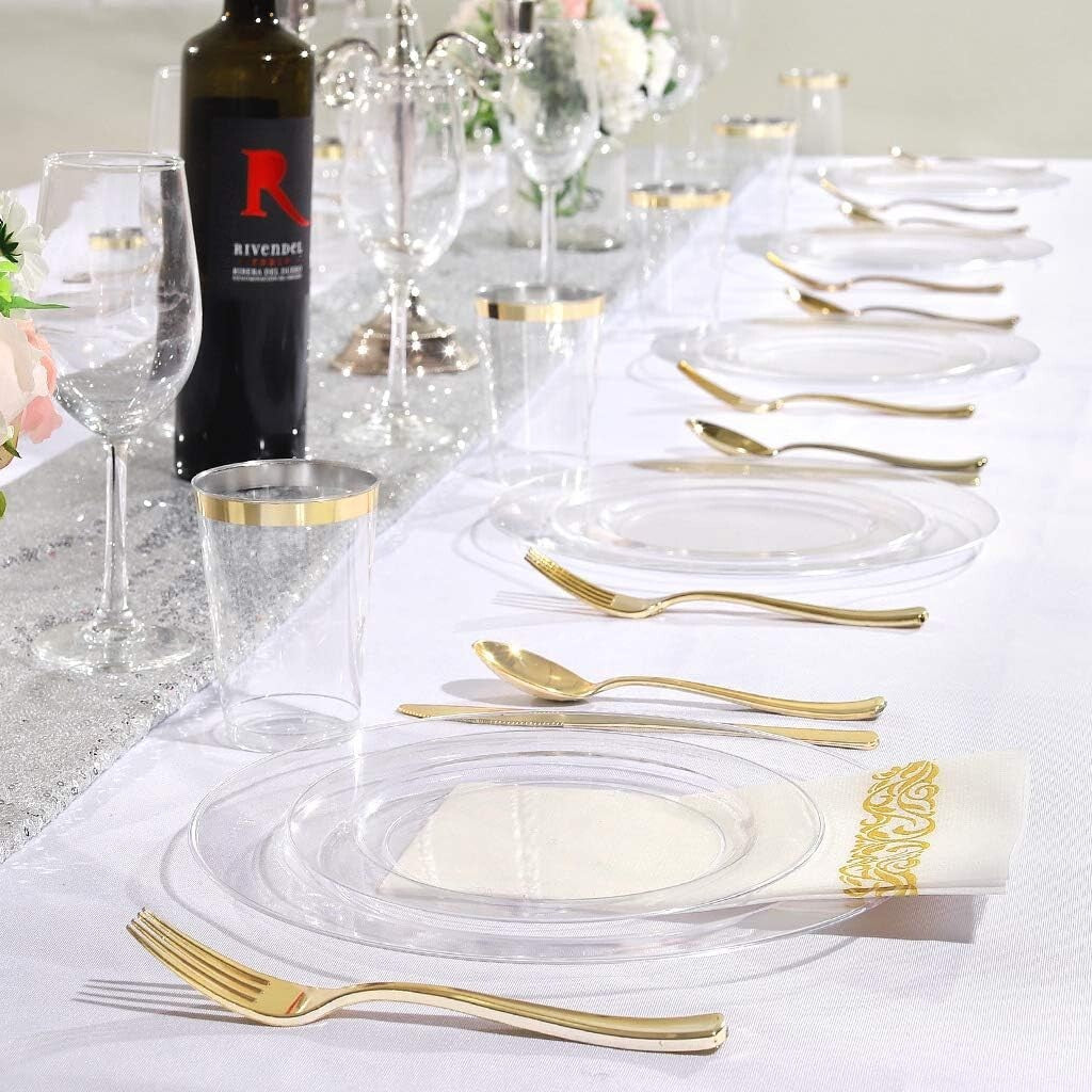 Elegant 10.25 Inch Clear Plastic Plates - 100 Premium Disposable Dinner Plates