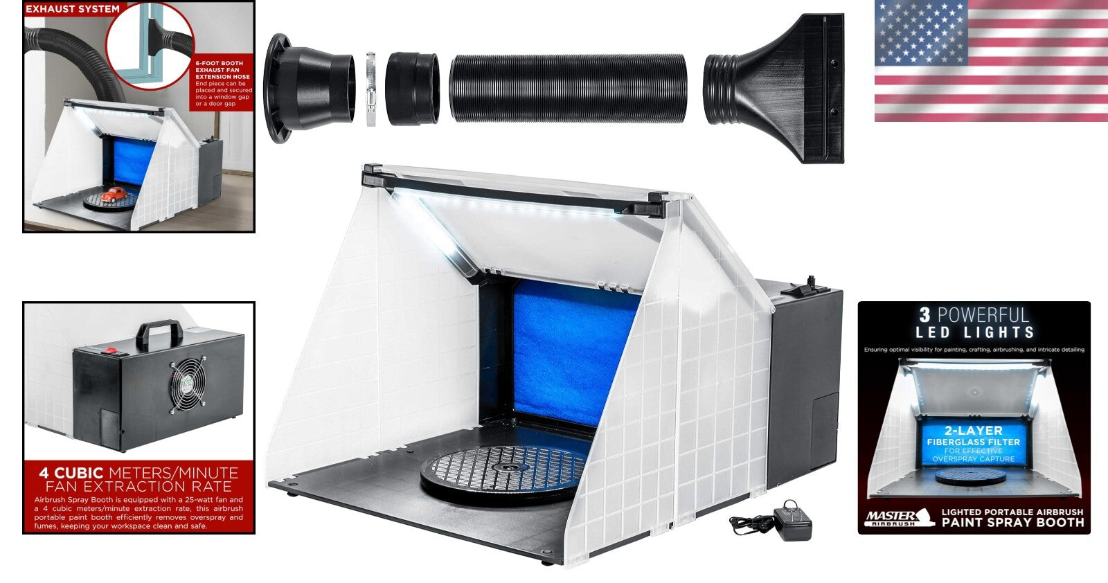 High-Performance Portable Spray Booth with Bright LED Lights & Turntable Access