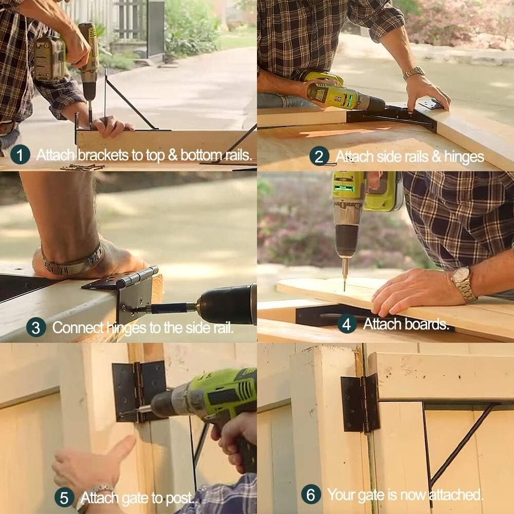 Easy Install Corner Brace Bracket Kit - 2 Sets for Functional Gate Solutions