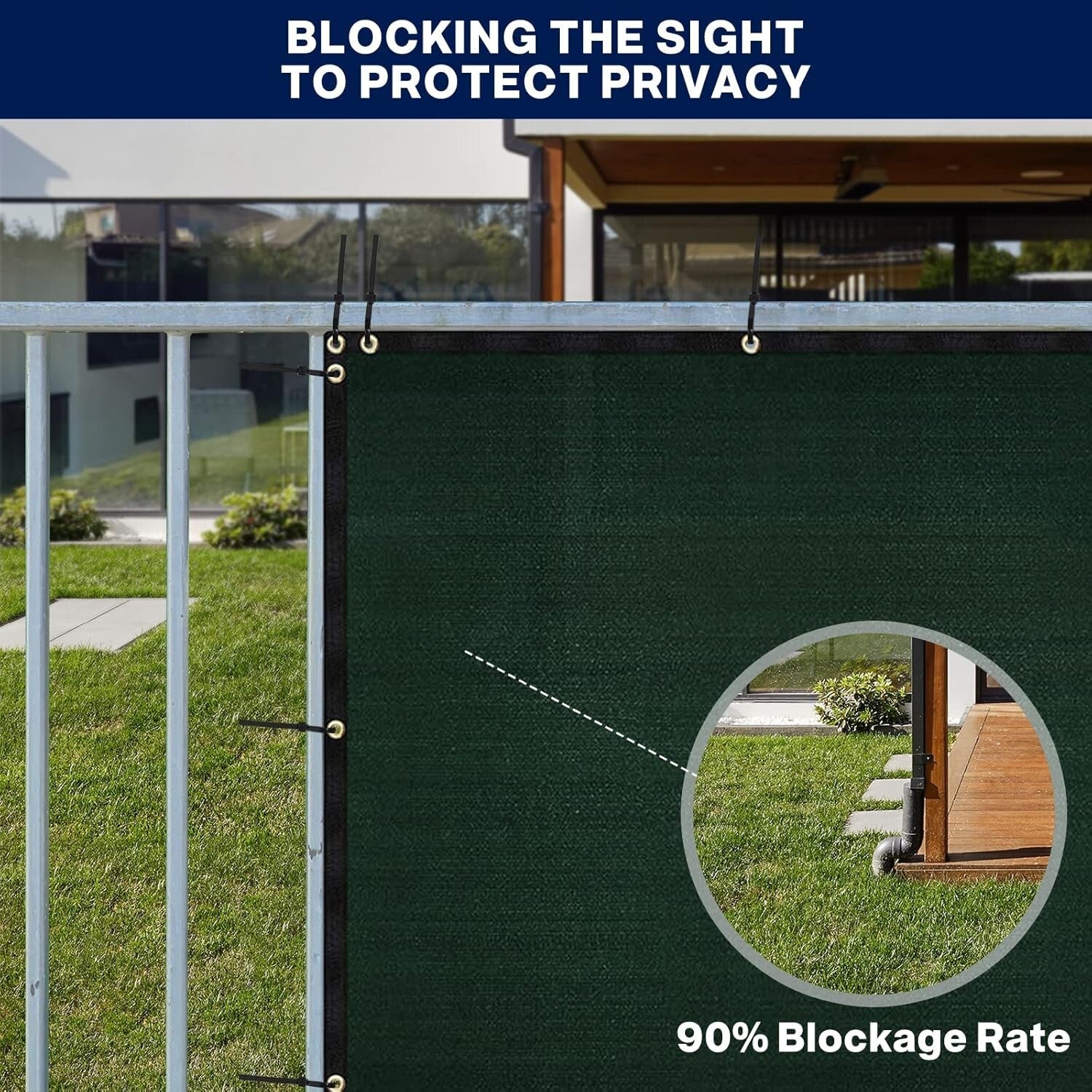 Commercial-Grade 5x50ft Green Fence Cover with Cable Ties - Heavy Duty