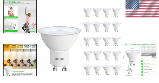 Energy-Efficient GU10 LED Bulb 6W, 650 Lumens Daylight - 20 Bulbs for Home Use