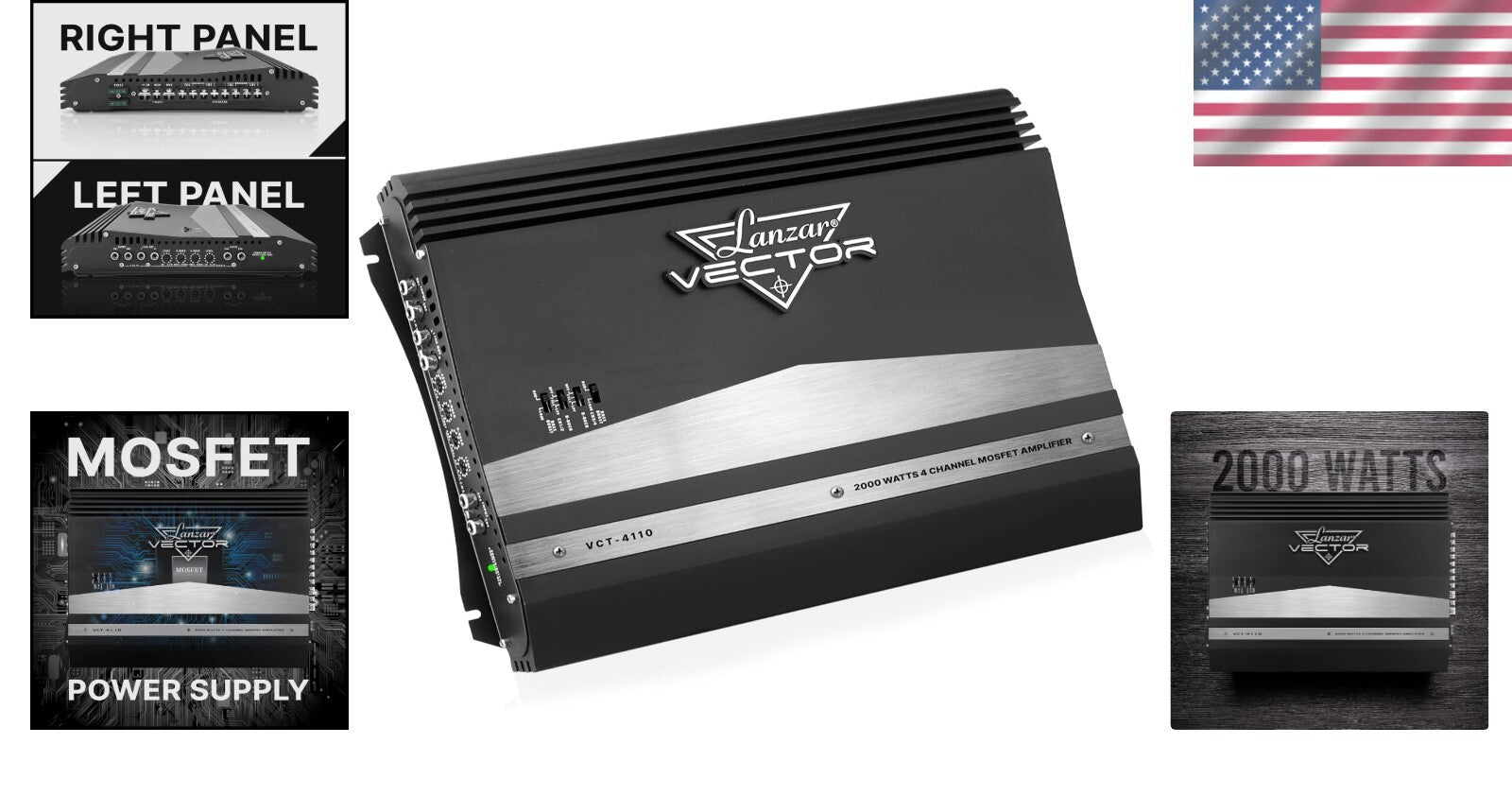 Slim Design 2000 Watt 4 Channel Amplifier - High Power & Versatile Sound Control