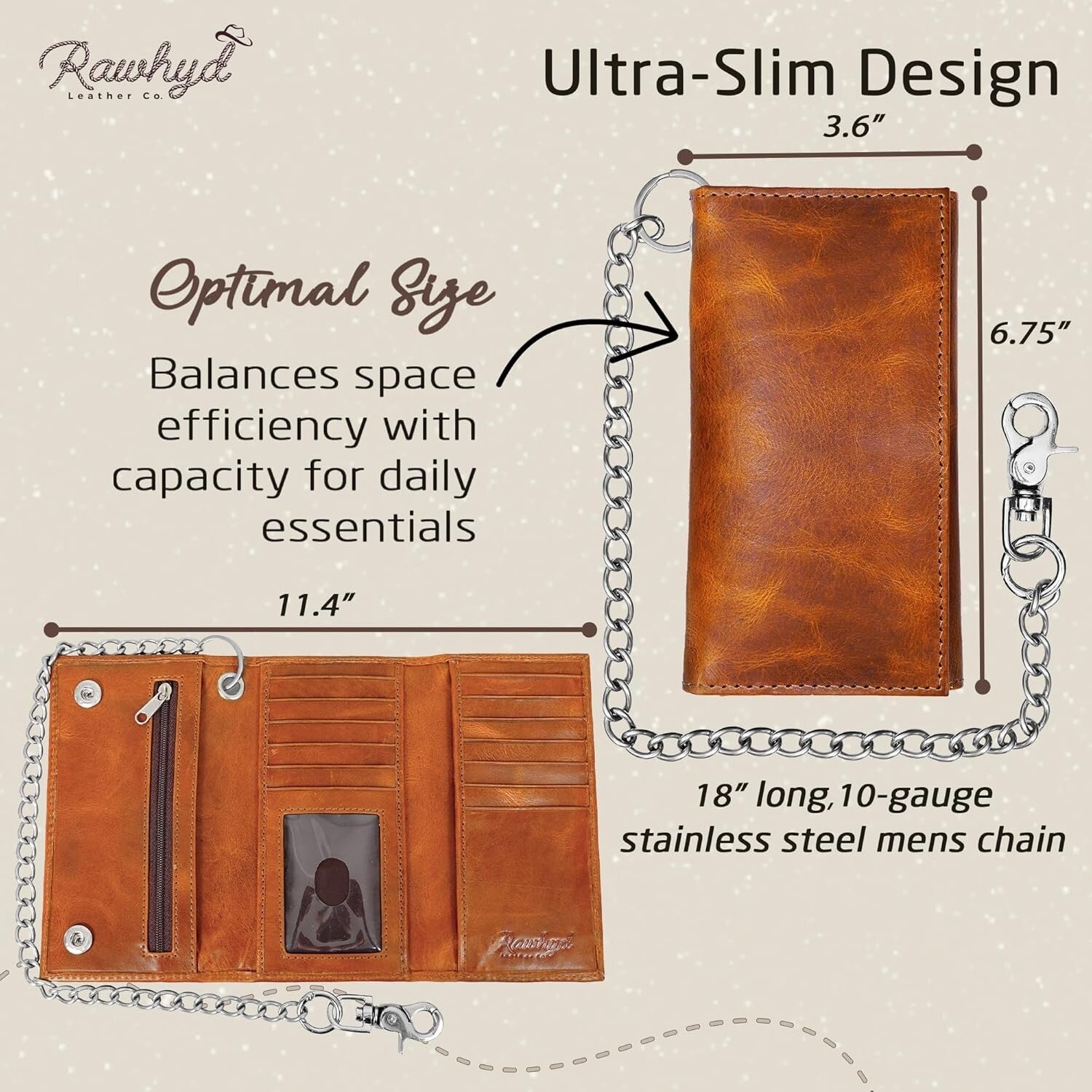 Classic Men's Biker Wallet with RFID Blocking & Chain - Timeless Craftsmanship