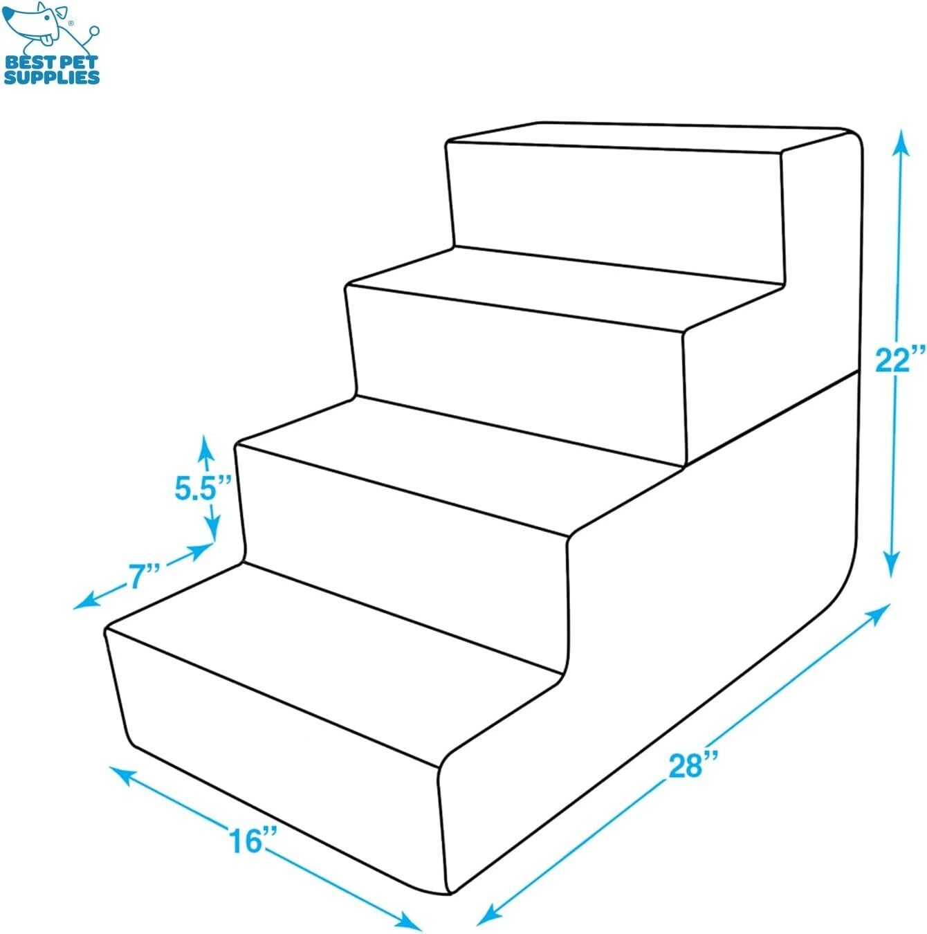 Foldable 4-Step Foam Pet Stairs - Non-Slip Indoor Climbing for Dogs & Cats