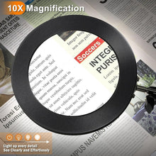 Load image into Gallery viewer, Hands-Free 10X Magnifying Glass with 3 Color Modes and Clamp for Detail Work