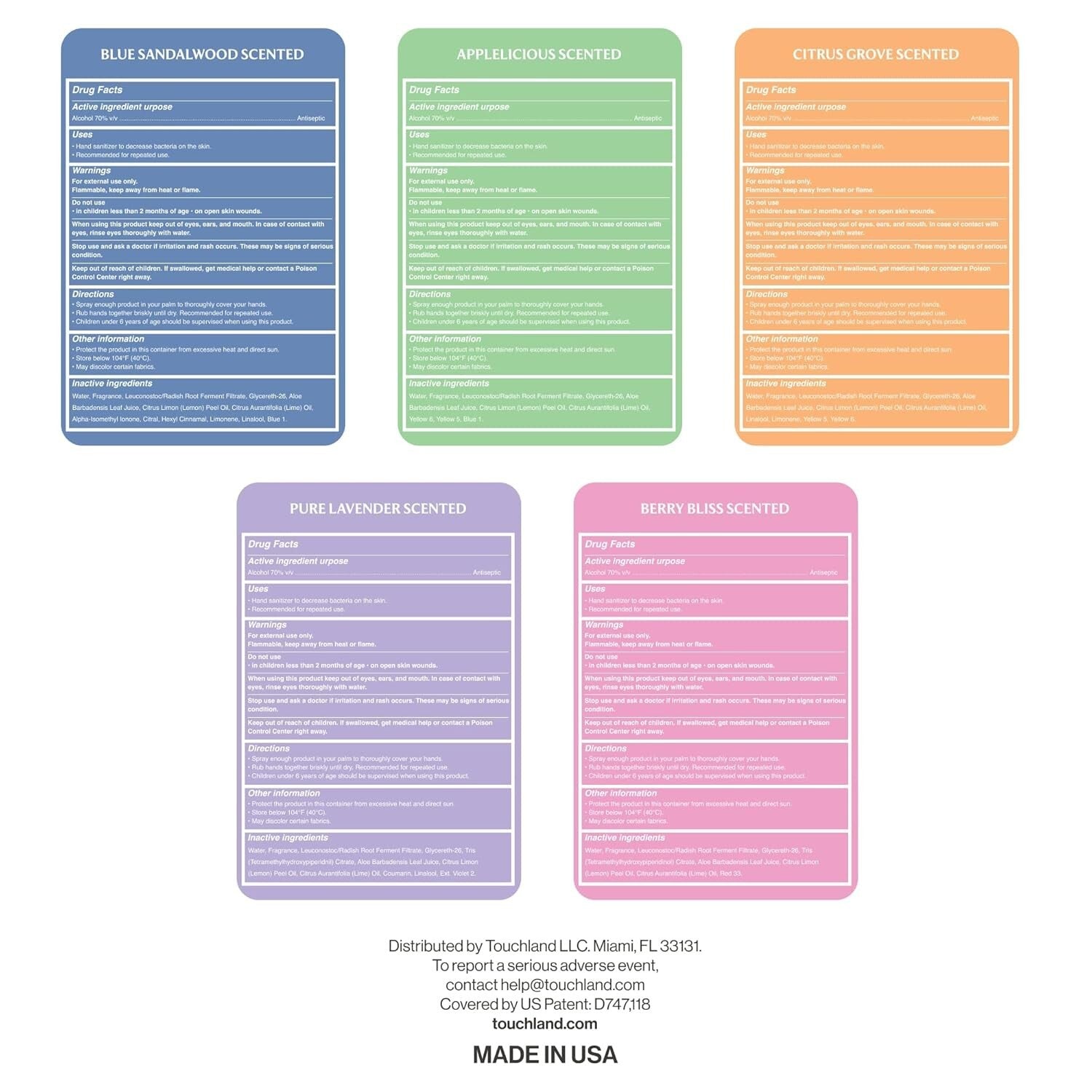 5-Pack Power Mist Hydrating Hand Sanitizer: Travel Set with Luxurious Scents