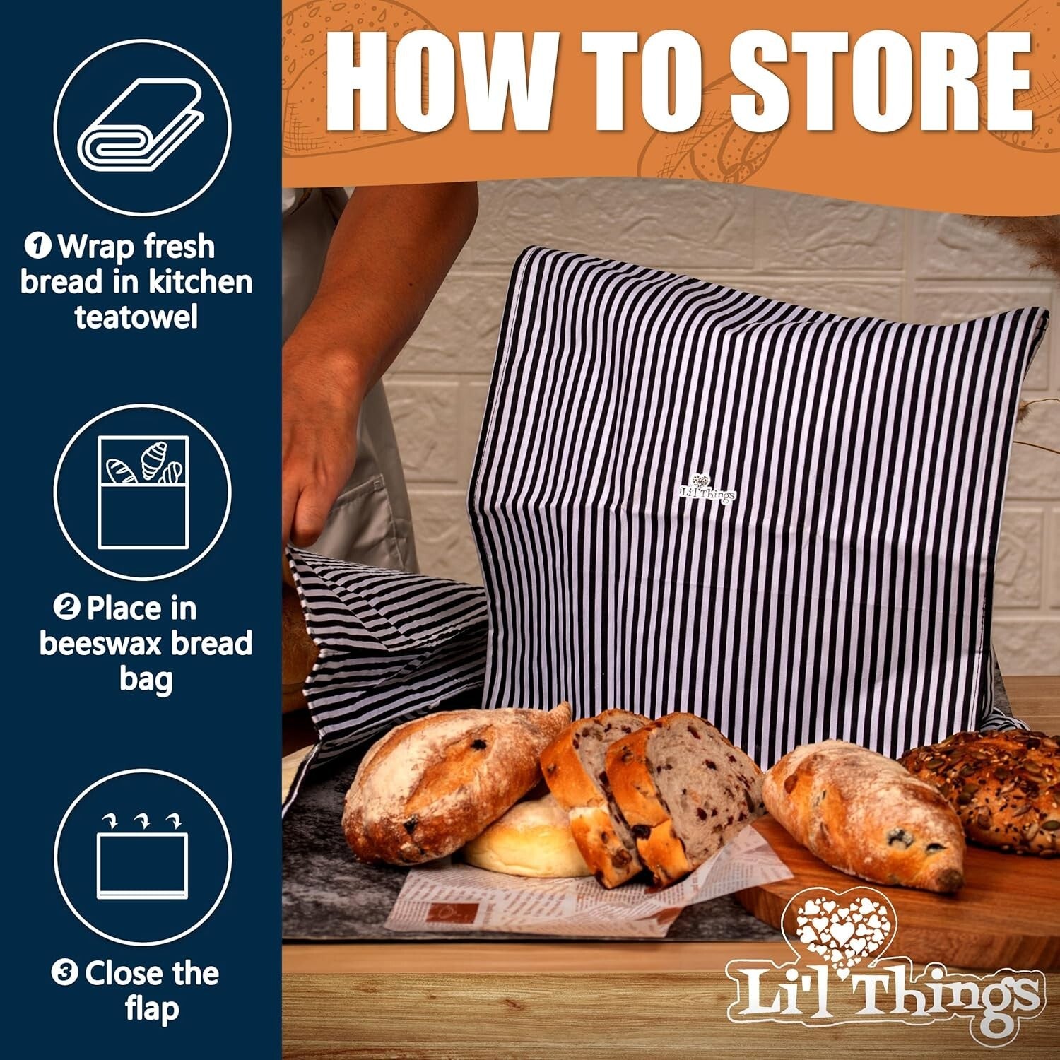 Durable Beeswax Coated Bread Bags - Stylish and Reusable | 2 Sizes Available