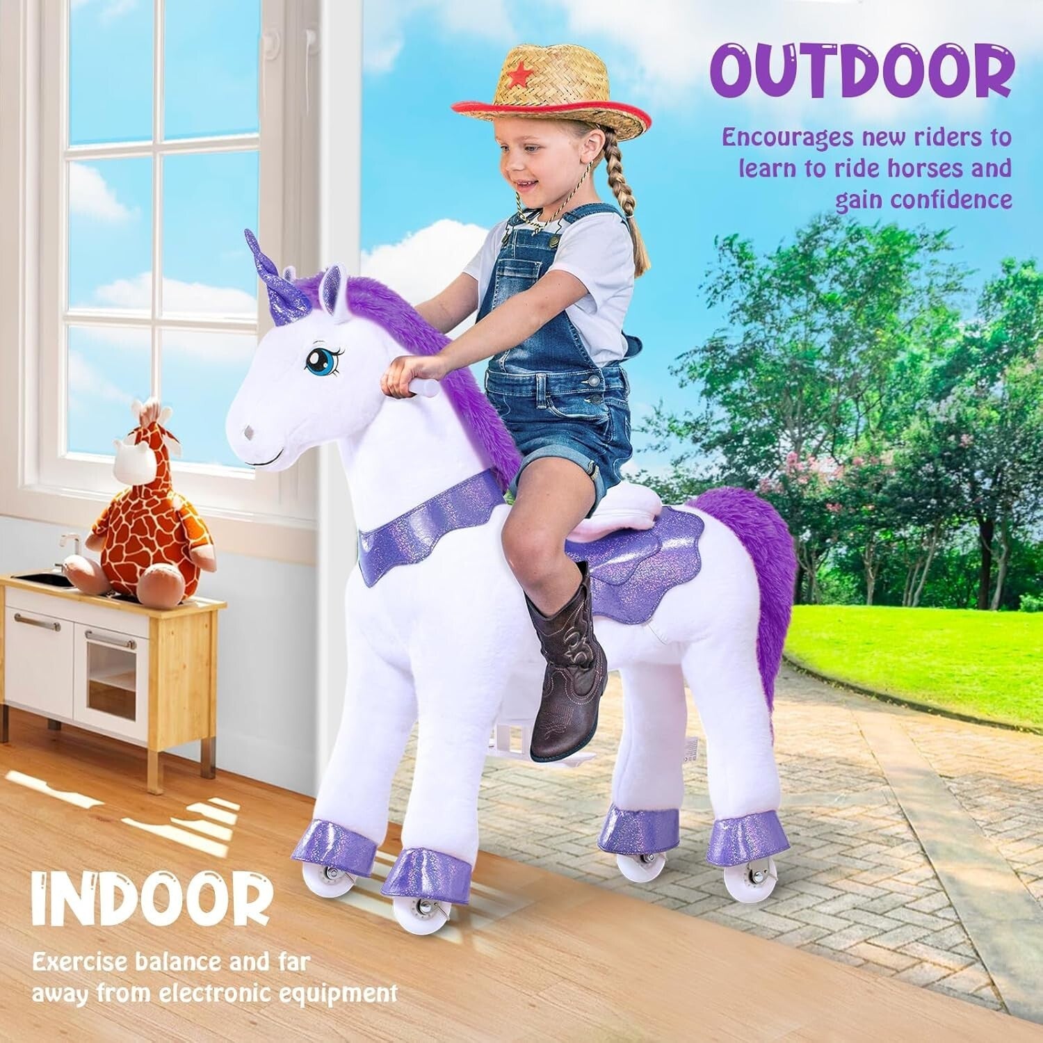 Interactive 30-Inch Unicorn Riding Stuffed Animal - Safe Fun for Young Riders