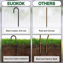 Load image into Gallery viewer, 24" Steel Rebar Ground Stakes Set - Essential J Hook Tent and Garden Anchors