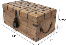 Load image into Gallery viewer, Large Handcrafted Storage Chest with Vintage Iron Lock - 14.5x8x6.75 Inches