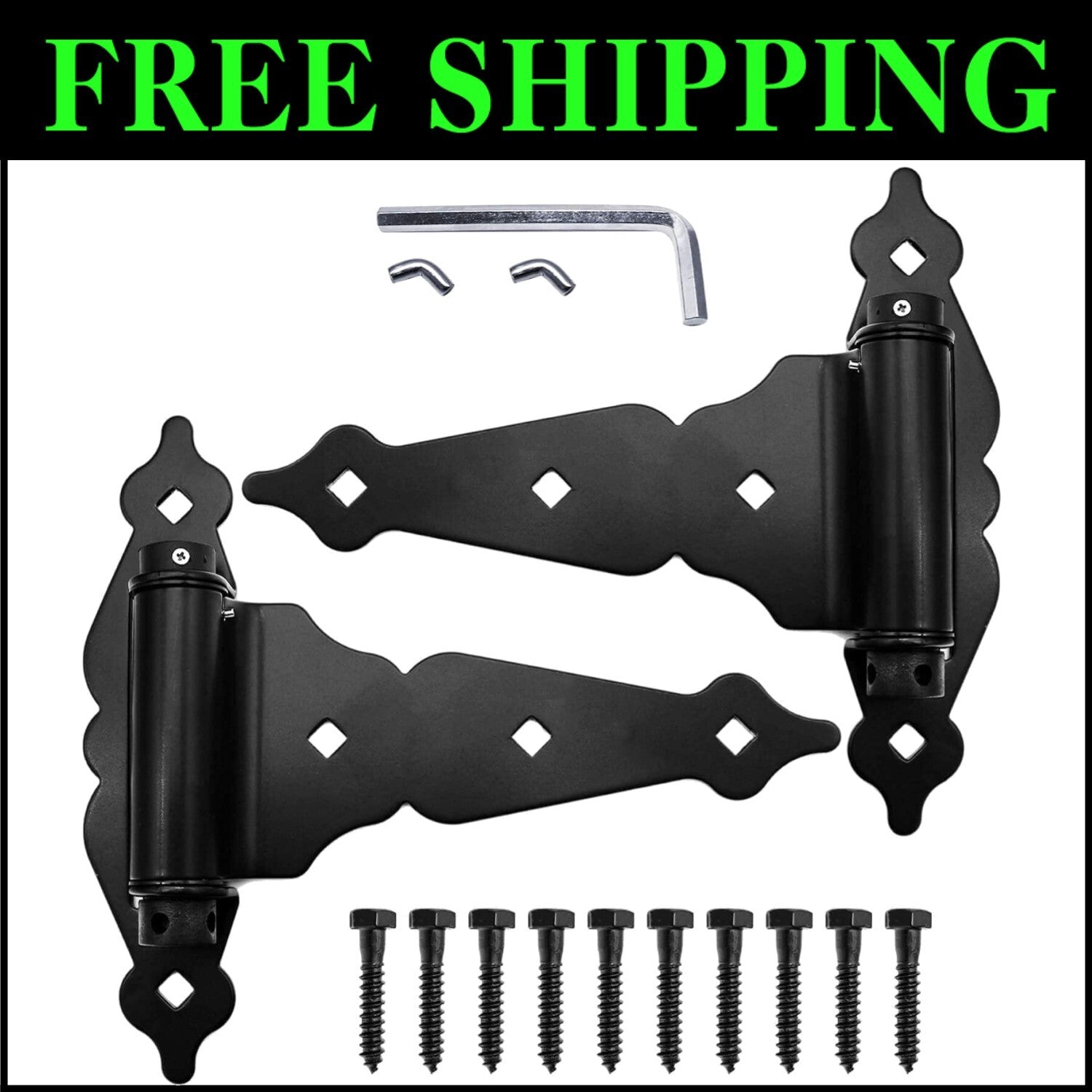 8-Inch Self-Closing T-Strap Gate Hinge in Black - Durable Steel Construction