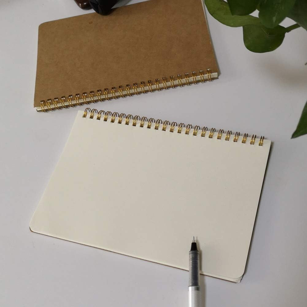 20 Pack A5 Spiral Notebooks - Softcover, Blank Pages, Durable Kraft Cover