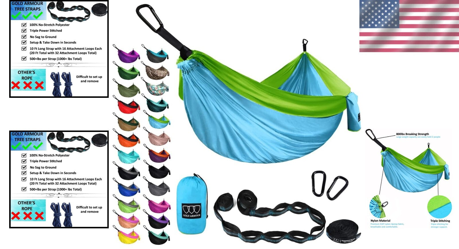 Compact Double Hammock with Heavy-Duty Straps - Ideal for Camping Adventures