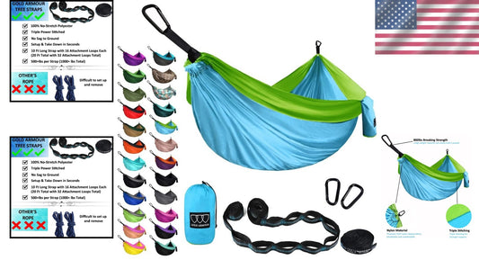 Compact Double Hammock with Heavy-Duty Straps - Ideal for Camping Adventures