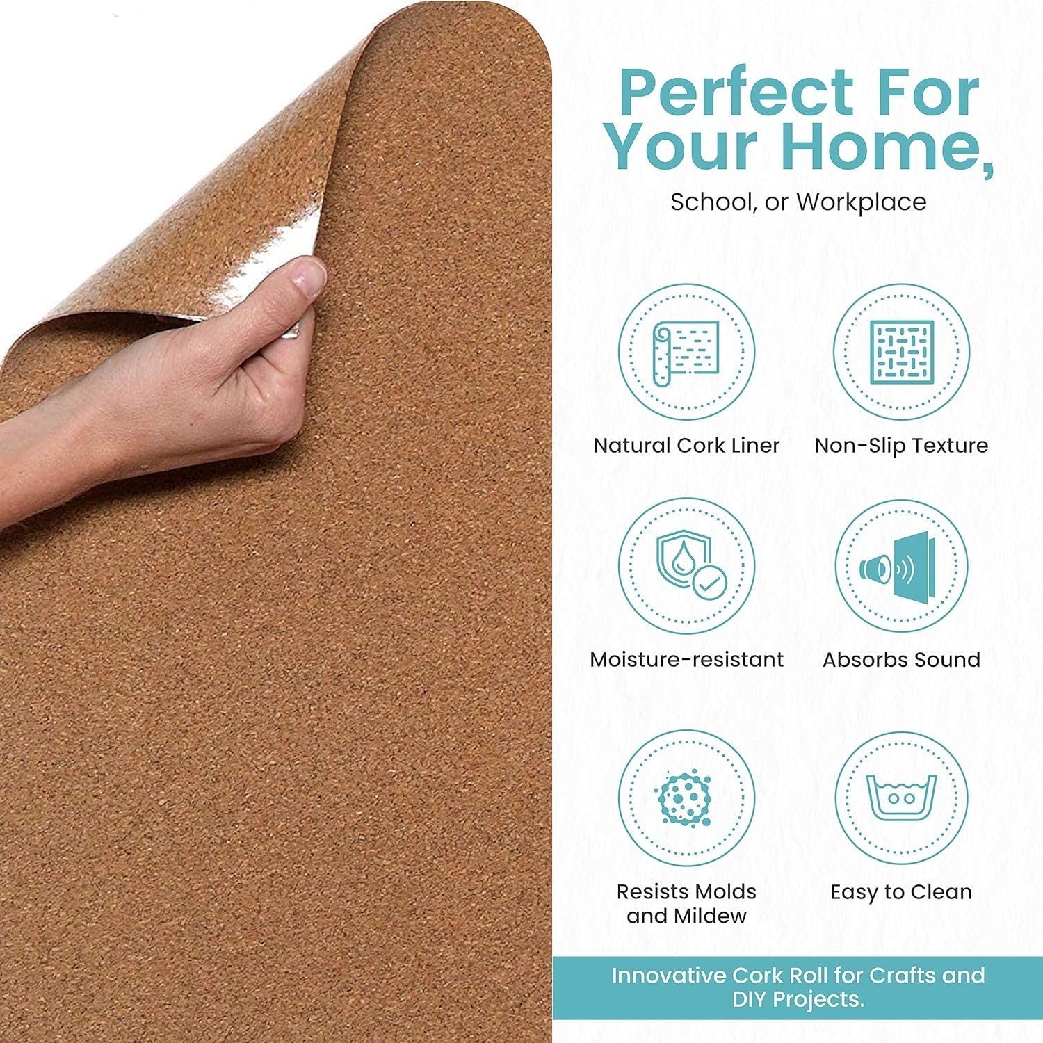 Eco-Friendly Cork Shelf Liner - 18" x 4' - Perfect for Home and Office Use