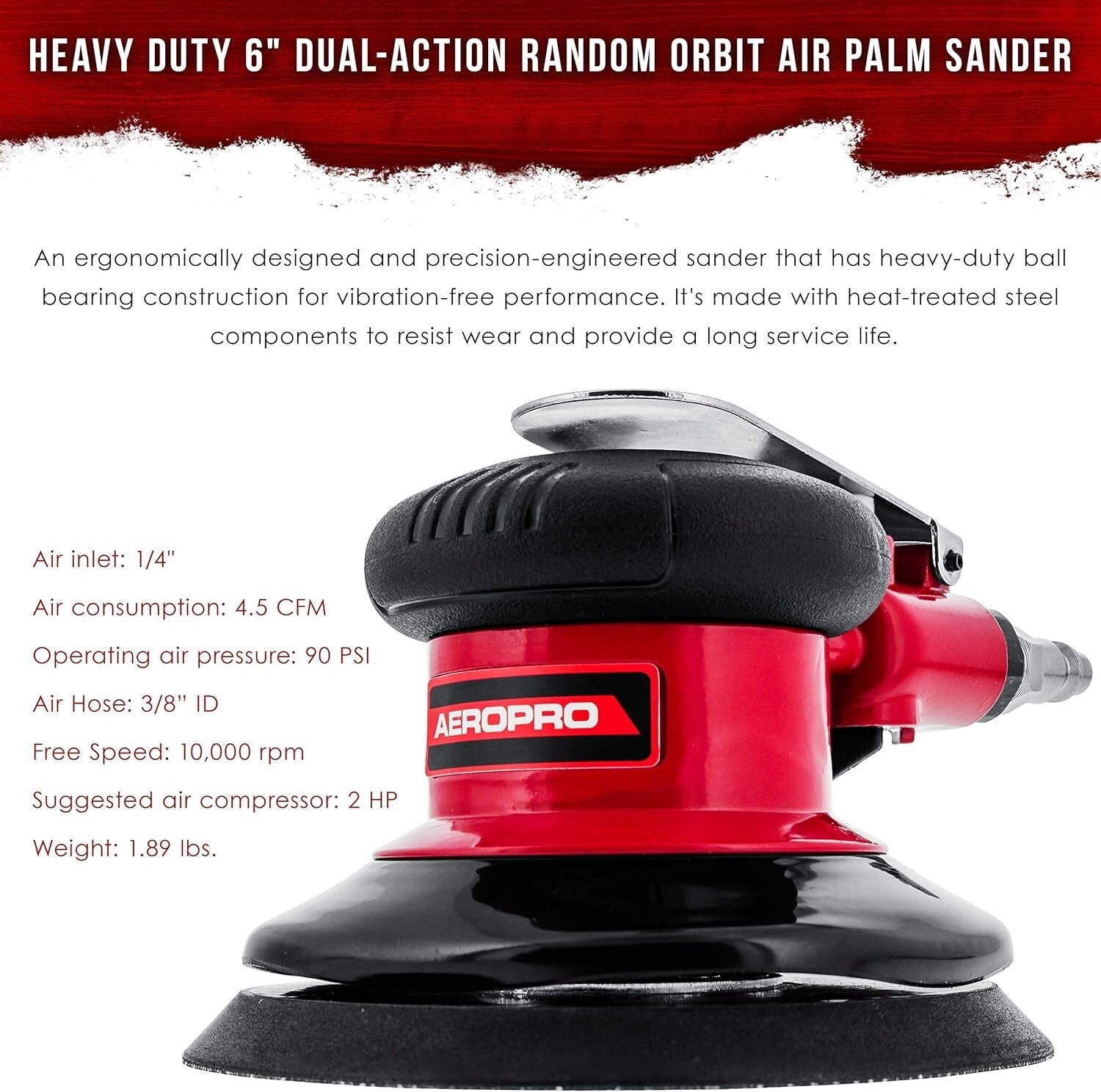 High-Performance 6" Dual-Action Palm Sander - Ideal for Automotive & More