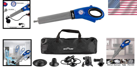 Electric Drain & Toilet Unclogger - Multi-Head InstaPlunge System for Home Use